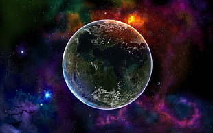 gray planet digital wallpaper, planet, space, colorful, space art
