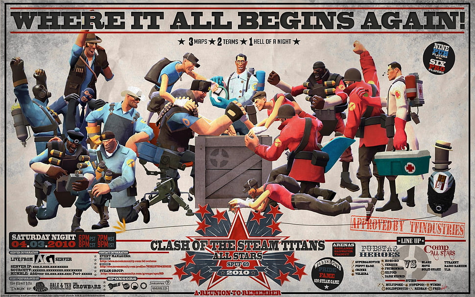 Clash of The Steam Titans poster, Team Fortress 2, video games HD wallpaper