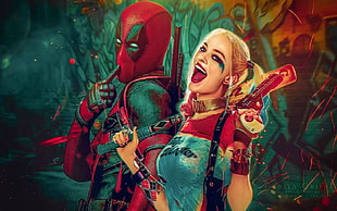 Deadpool and Harley Quinn wallpaper, Harley Quinn, dead pool, Margot Robbie