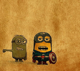 Minion as Captain America, minions, humor, grunge, Hulk