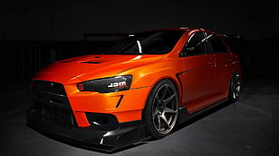 orange muscle car HD wallpaper