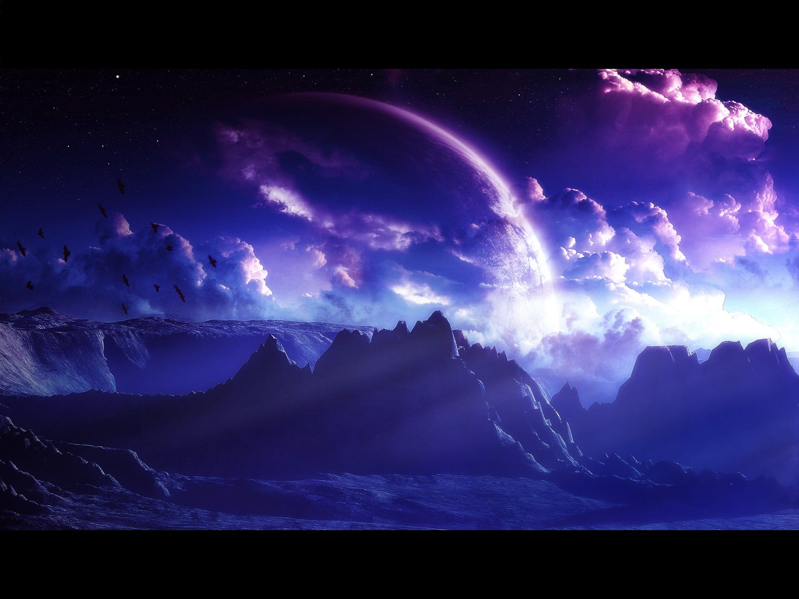 mountain under night sky digital wallpaper, digital art, mountains