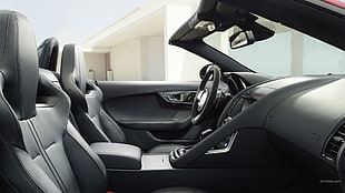 black vehicle steering wheel, Jaguar F-Type, Jaguar, car interior, car HD wallpaper