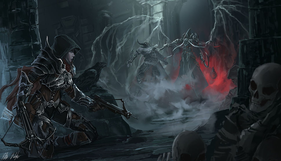 skull and monster digital wallapaper, Diablo III, Diablo, video games, fantasy art HD wallpaper
