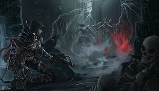 skull and monster digital wallapaper, Diablo III, Diablo, video games, fantasy art