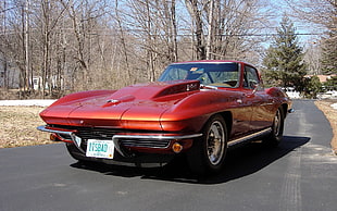 red coupe, car, Chevrolet Corvette Stingray, red cars
