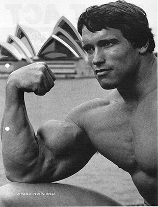 grayscale photo of Arnold Schwarzenegger, Arnold Schwarzenegger, bodybuilding, Bodybuilder, barbell