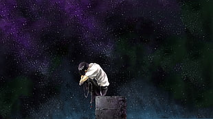 Shinji Ikari illustration, Ikari Shinji, Neon Genesis Evangelion, anime, stars