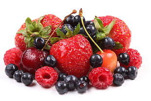 star berry, blueberry and raspberry fruits