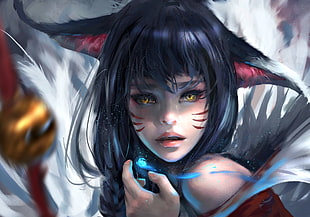 black-haired female anime character digital wallpaper, WLOP, fantasy art, artwork, League of Legends