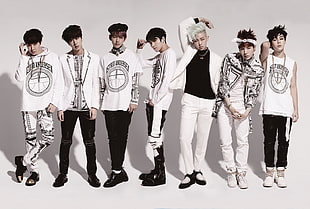 men's white and black long-sleeved shirt, BTS, K-pop, Rap Monster, Suga