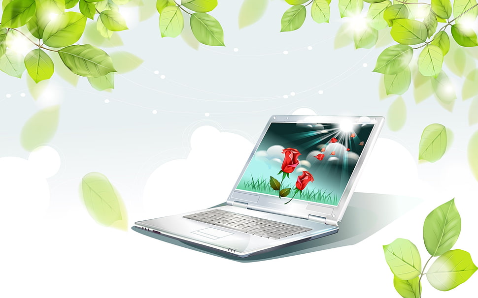 white laptop computer HD wallpaper