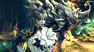 black and brown floral textile, PC gaming, Blade & Soul, screen shot