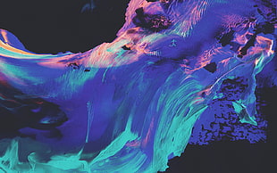 purple and teal liquid, digital art, colorful, abstract HD wallpaper
