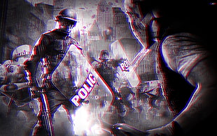 online game application wallpaper, anaglyph 3D, urban chaos: riot response HD wallpaper