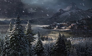 cabin on snowy mountain wallpaper, The Last of Us, apocalyptic, winter