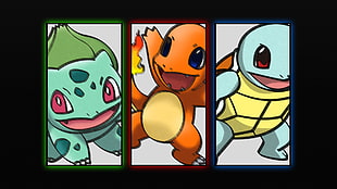 Bulbasaur, Charmander, Squirtle collage HD wallpaper