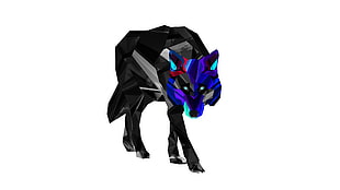 black and blue wolf illustration