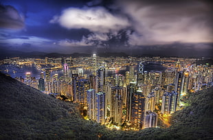 bird's eye view of skyscrapers, hong kong HD wallpaper