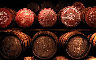 wine bottles with barrels
