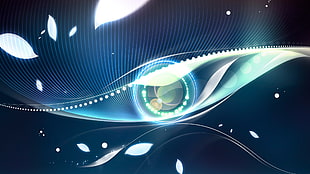 blue and green eye wallpaper, digital art