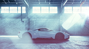 white coupe, Ford GT, Supercars, Sportscars