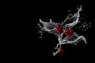 photo of cherry with water illustration