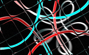 red, blue and white abstract painting