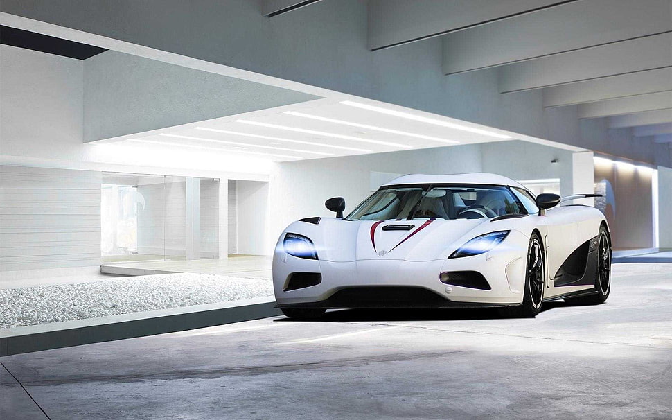 white sports car, Koenigsegg, car, vehicle, white cars HD wallpaper