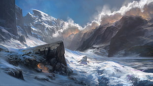 photo of mountain, Noah Bradley, landscape, artwork HD wallpaper