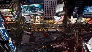 McDonald store, cityscape, city, building, crowds HD wallpaper
