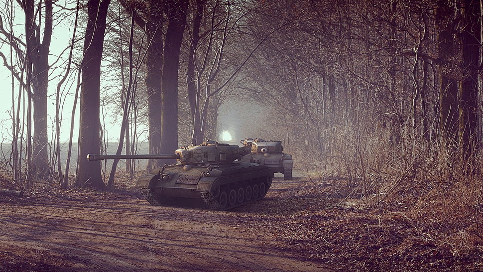 two gray tanks, wargaming, World of Tanks, M26 Pershing HD wallpaper