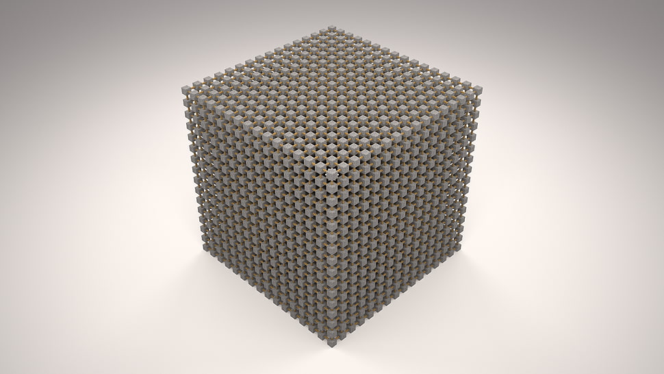 silver cube, Minecraft, abstract, cube, 3D HD wallpaper