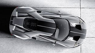 top view of gray and black Ford GT