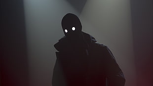 silhouette of man wearing collared top illustration, musician, electronic music, black, dark