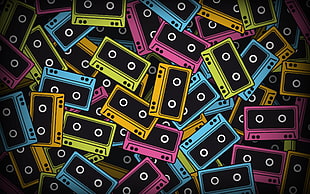 cassette tape lot illustration HD wallpaper