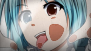 blue-haired heterochromic-eyed female anime character, Touhou, heterochromia, Tatara Kogasa