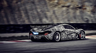gray and black sports coupe, race cars, camouflage, McLaren, McLaren P1 HD wallpaper