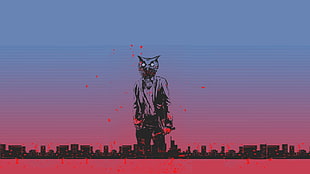 owl in suit stencil artwork HD wallpaper