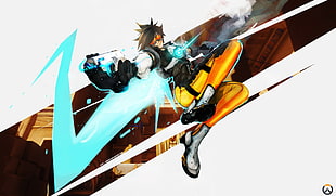 man animated illustration, Blizzard Entertainment, Overwatch, Tracer (Overwatch)