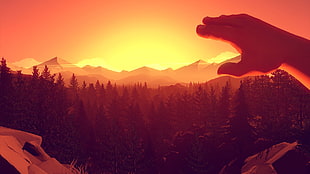 person's right hand, Firewatch, video games, artwork