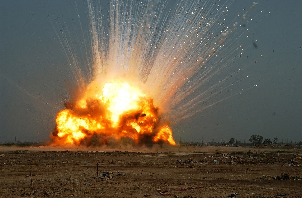 red flame, explosion HD wallpaper