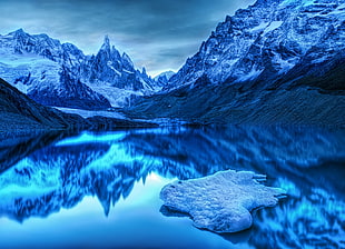 snow covered mountains in HDR photography HD wallpaper