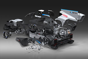 vehicle assembly 3D model, car, digital art, CGI, Nissan HD wallpaper