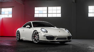 white Porsche coupe, car, Porsche, white cars