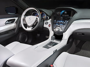 white and black Acura steering wheel HD wallpaper