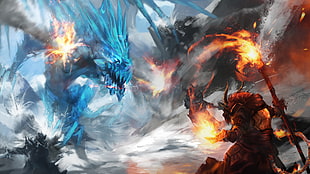 dragon and demon game splash art, dragon, Guild Wars 2 HD wallpaper