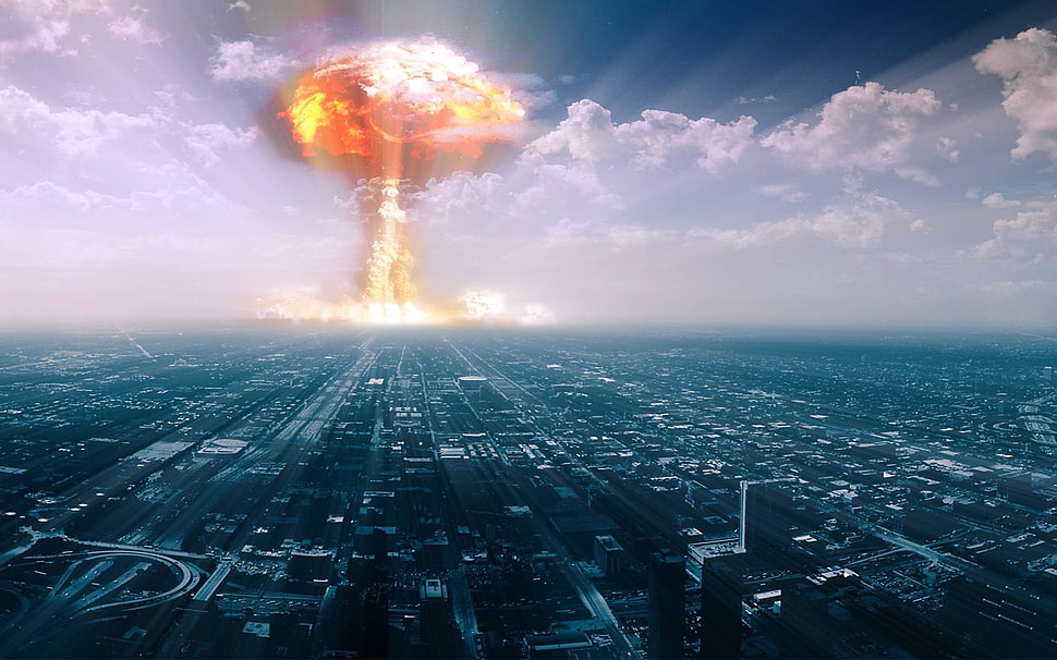 blue and white sky, nuclear HD wallpaper