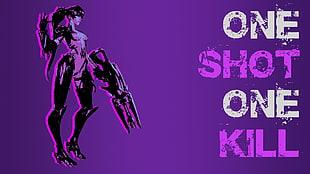 one shot one kill text on purple background HD wallpaper