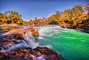 river surrounded by trees under blue sky, manavgat